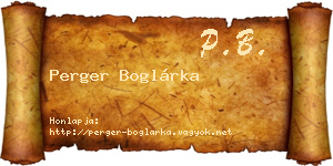 Perger Boglárka névjegykártya